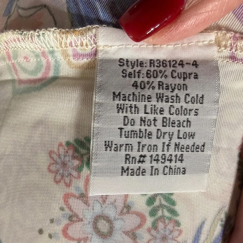Johnny Was Floral Bird Print Cupra Maxi Slip Dress Multi Color R36124-4 Large - Picture 6 of 11